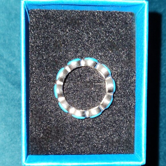 JTV Eternity Band, Sleeping Beauty Turquoise Sterling Silver Ring sz-7 - Picture 4 of 4